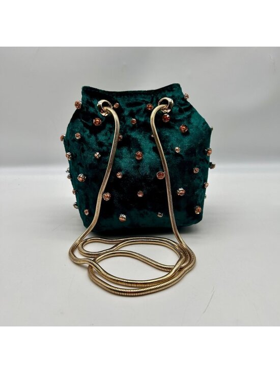 Madison West Green Velvet Party Bucket Bag main image 6